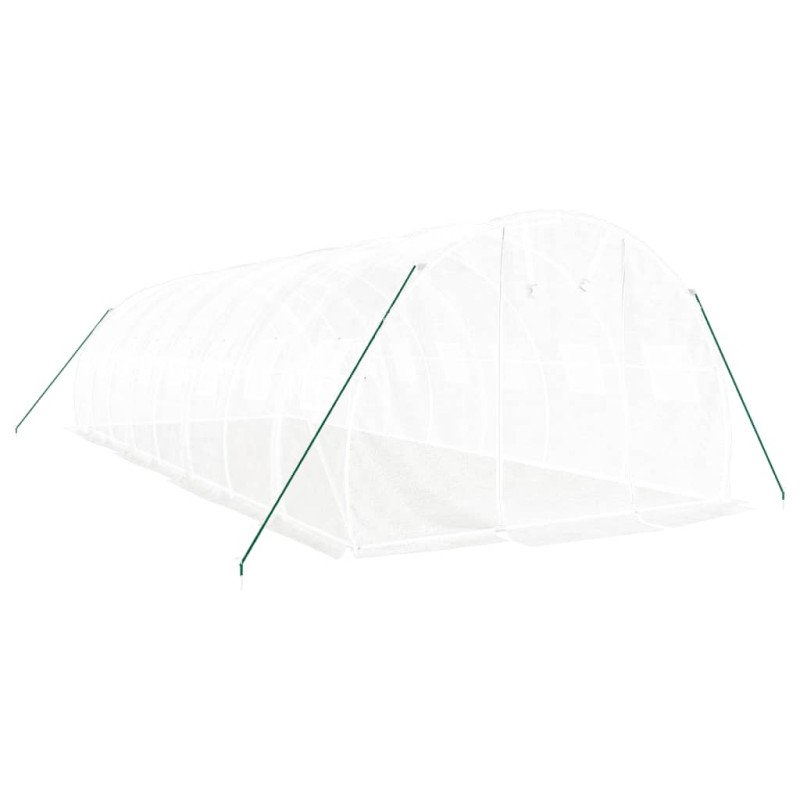 vidaXL Fóliovník s oceľovým rámom biely 24 m² 8x3x2 m
