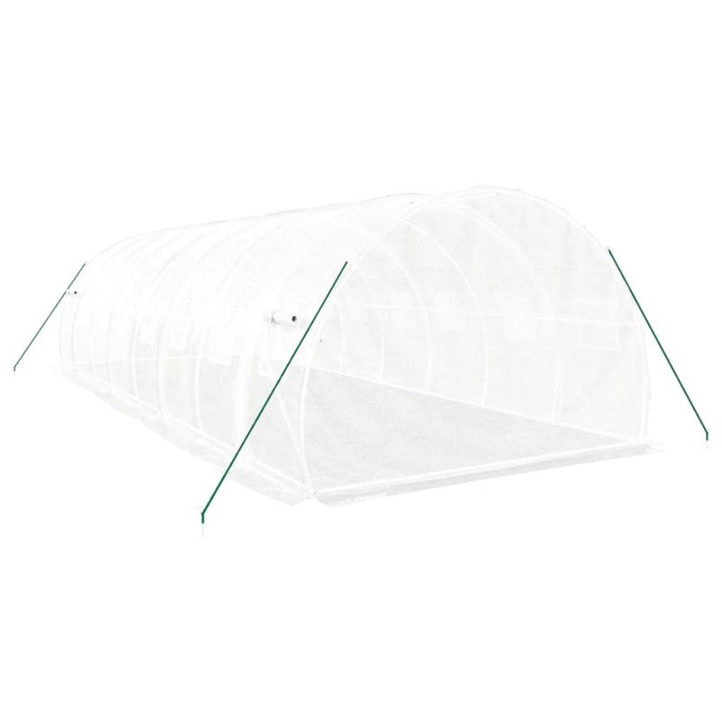 vidaXL Fóliovník s oceľovým rámom biely 24 m² 8x3x2 m