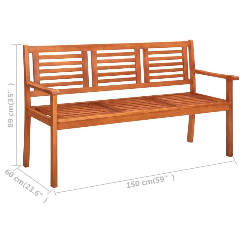 vidaXL 3-miestna záhradná lavička 150 cm, eukalyptový masív