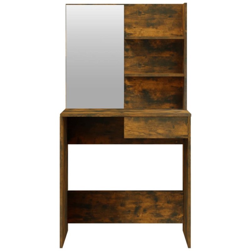 vidaXL Toaletný stolík so zrkadlom dymový dub 74,5x40x141 cm