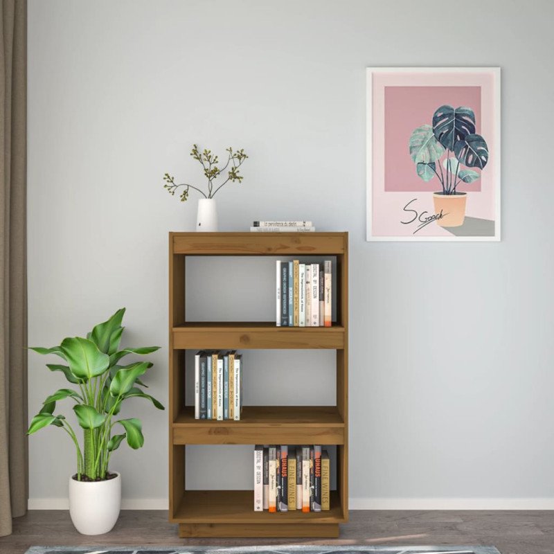 vidaXL Knižnica/deliaca stena hnedá 60x35x103 cm masívna borovica