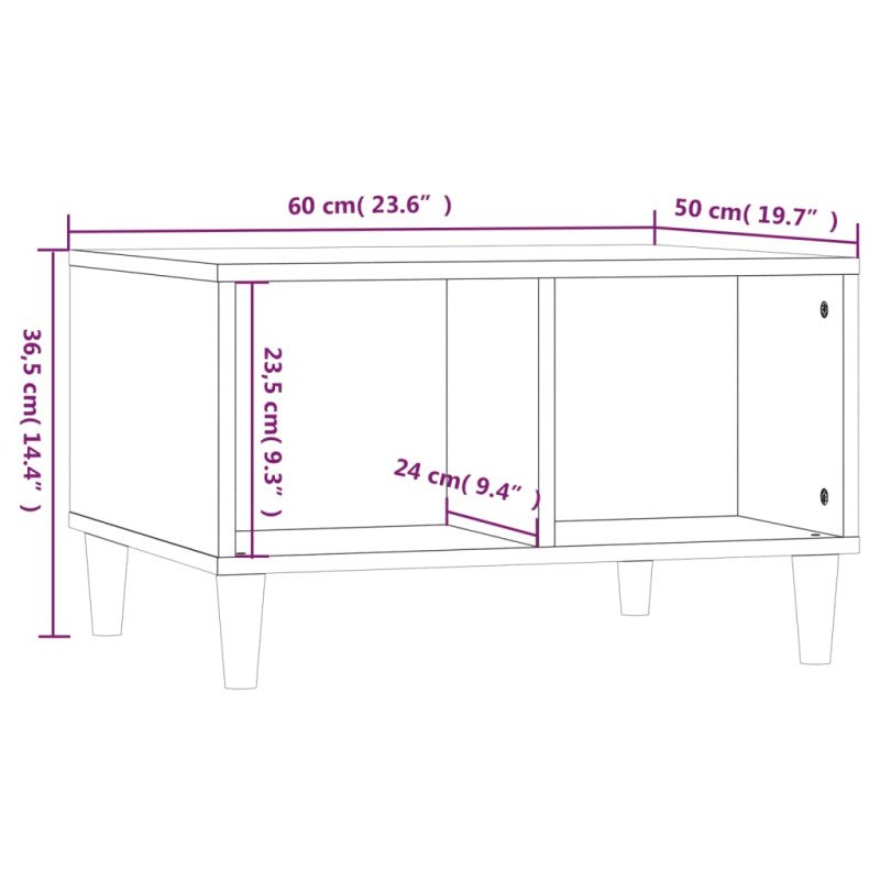 vidaXL Konferenčný stolík hnedý dub 60x50x36,5 cm spracované drevo