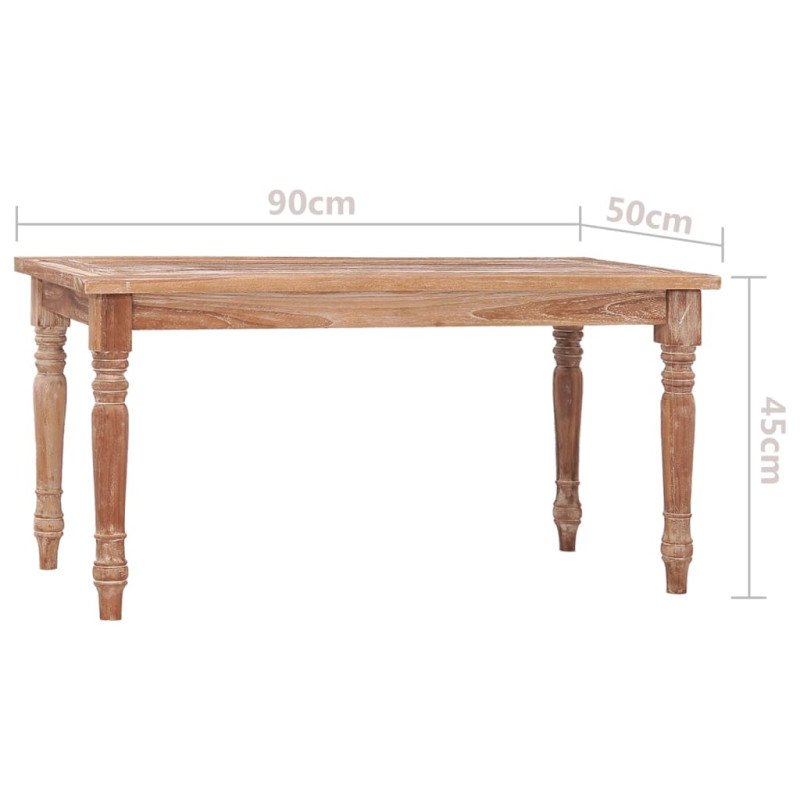 vidaXL Konferenčný stolík Batavia s bielou ošúchanou úpravou 90x50x45 cm tíkový masív