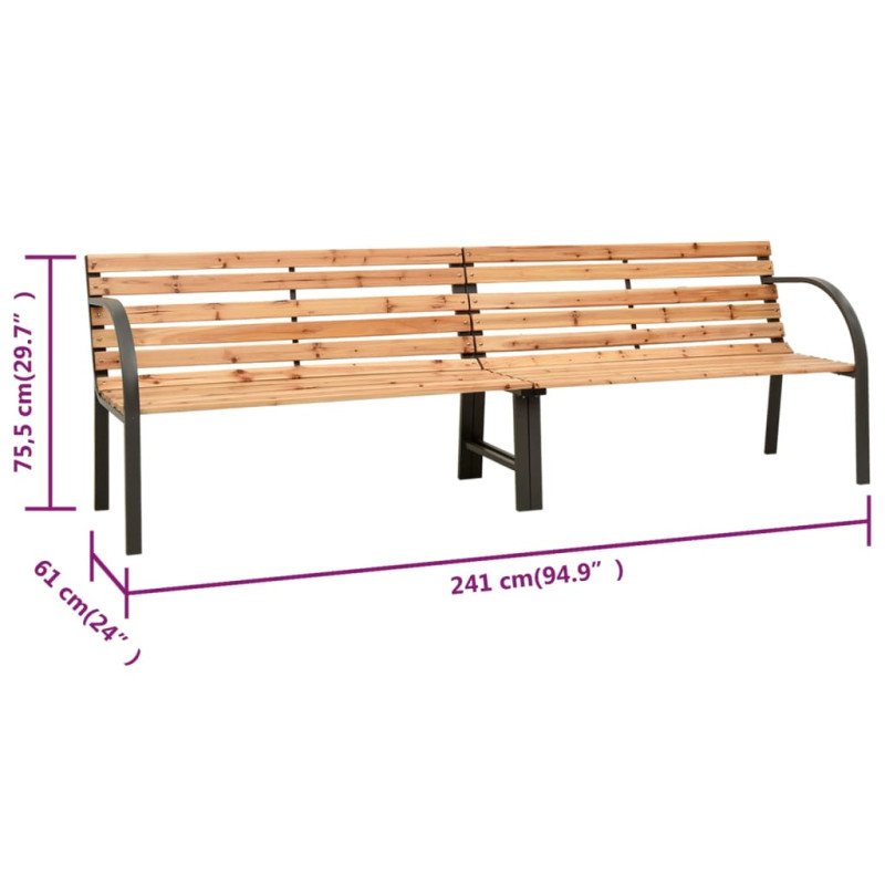 vidaXL Dvojitá záhradná lavička 241 cm čínska jedľa