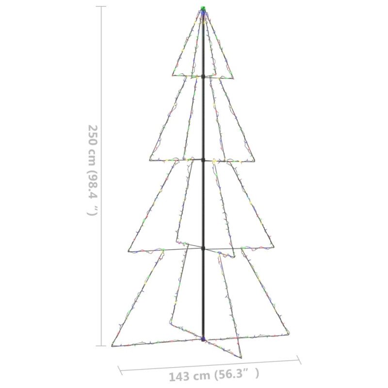 vidaXL Vianočný stromček, kužeľ, 360 LED, dovnútra aj von 143x250 cm