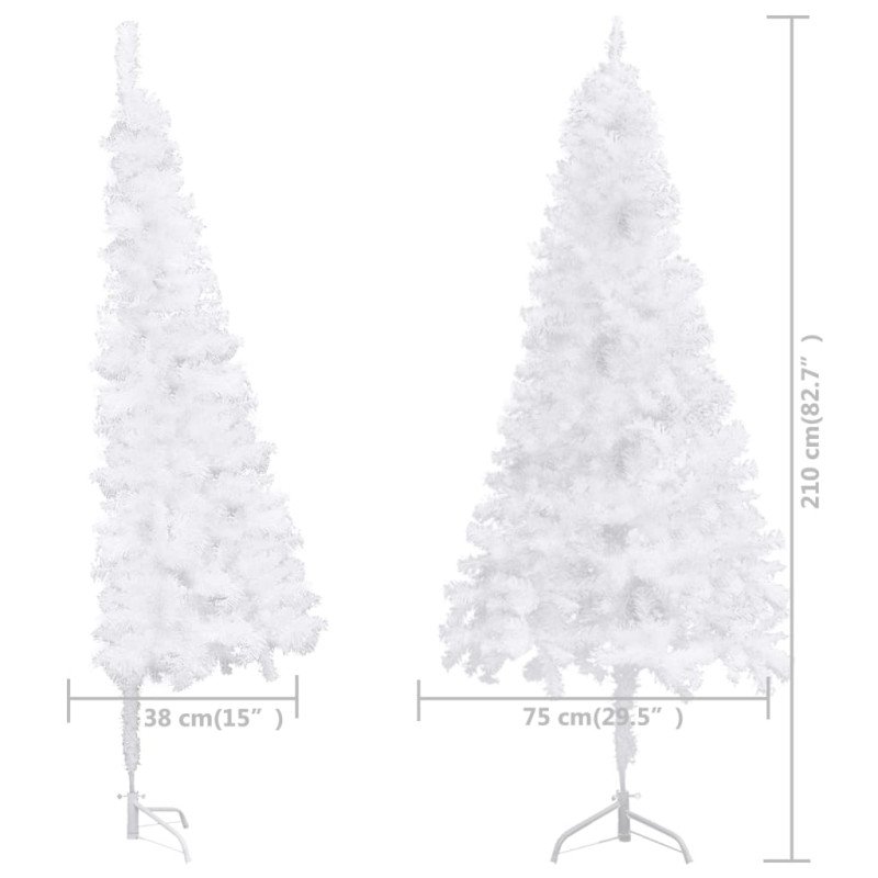 vidaXL Rohový umelý vianočný stromček biely 210 cm PVC 