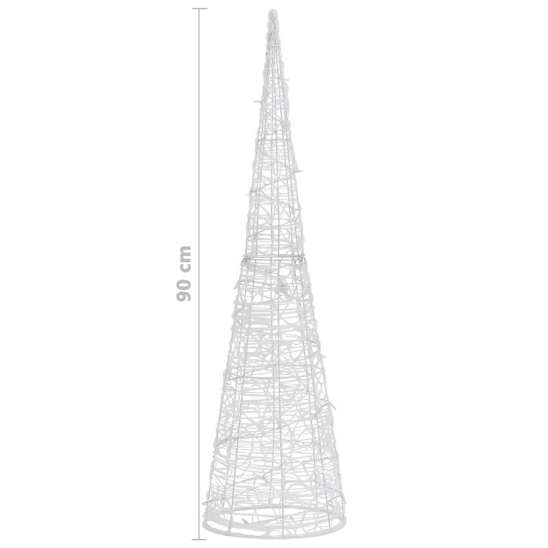 vidaXL Akrylové dekoratívne pyramídové LED svetlo studené biele 90 cm