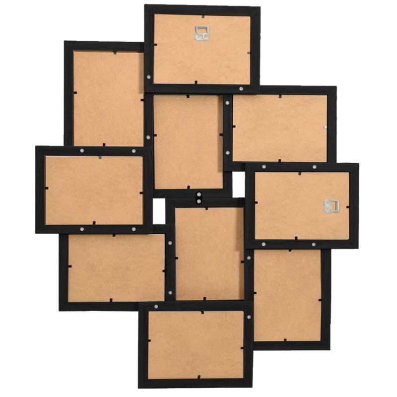 vidaXL Kolážový fotorámik na 10 fotiek (10x15 cm) čierny MDF