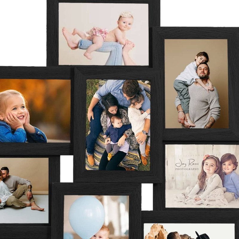 vidaXL Kolážový fotorámik na 10 fotiek (10x15 cm) čierny MDF