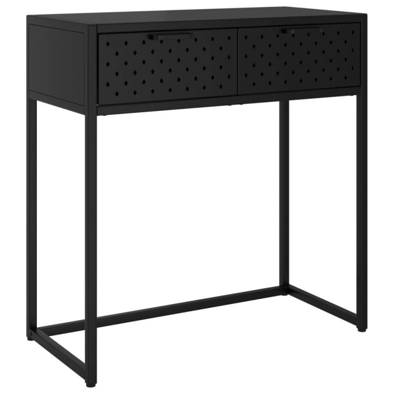 vidaXL Konzolový stolík čierny 72x35x75 cm oceľ