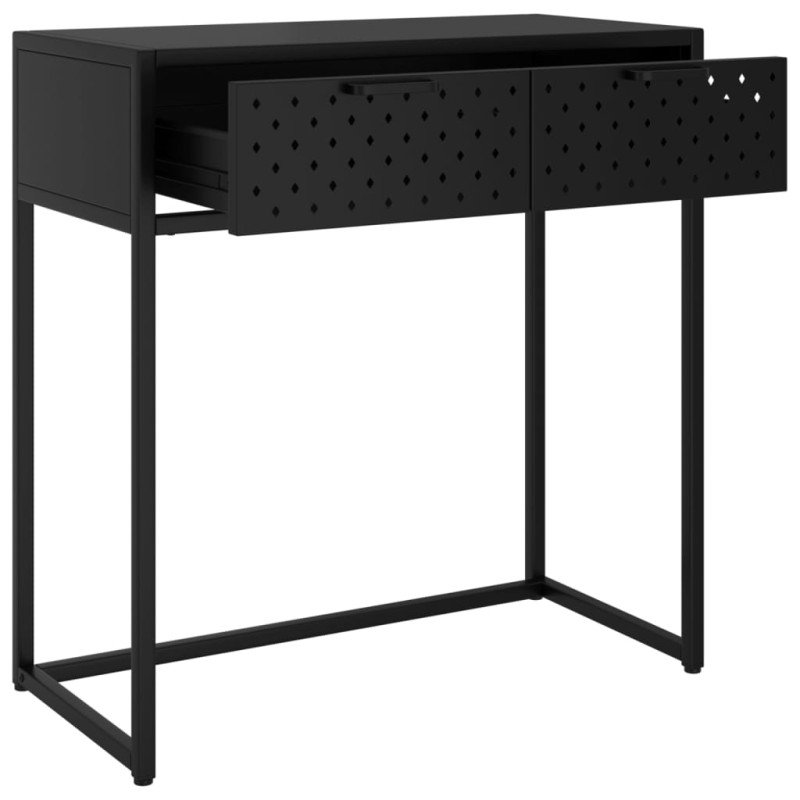 vidaXL Konzolový stolík čierny 72x35x75 cm oceľ