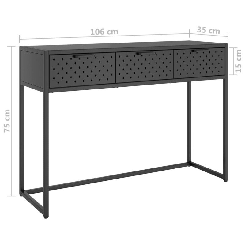 vidaXL Konzolový stolík antracitová 106x35x75 cm oceľ