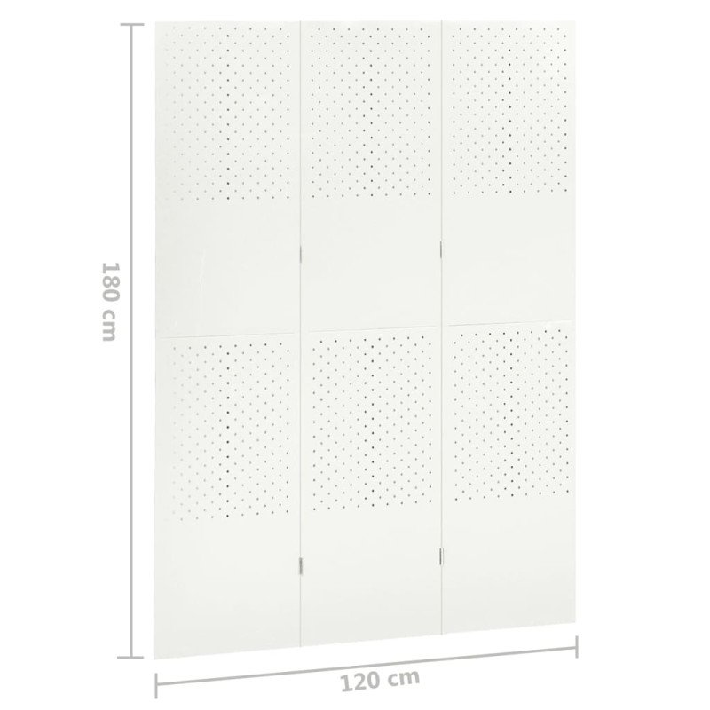 vidaXL 3-panelový paraván biely 120x180 cm oceľ