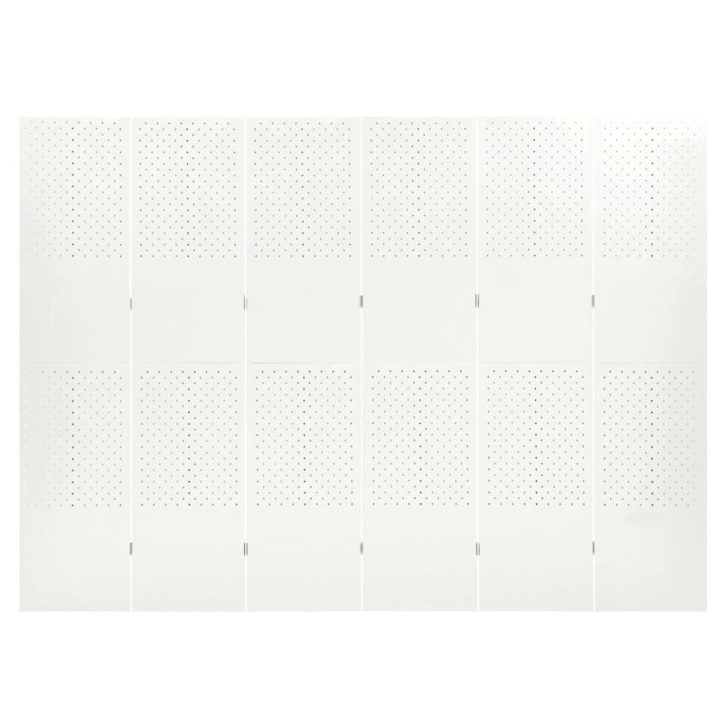 vidaXL Paraván so 6 panelmi, biely 240x180 cm oceľ