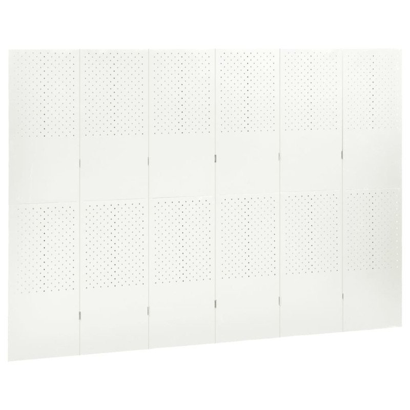 vidaXL Paraván so 6 panelmi, biely 240x180 cm oceľ