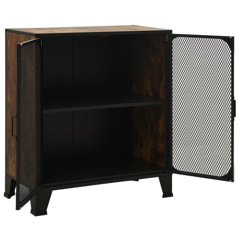 vidaXL Úložná skrinka rustikálna hnedá 72x36x82 cm kov a MDF