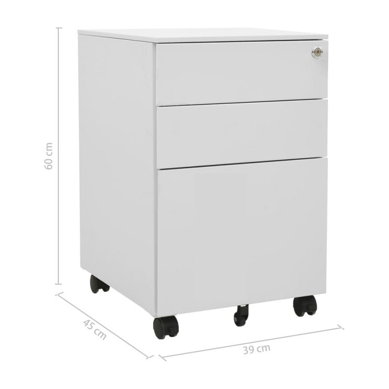 vidaXL Mobilná kartotéka bledosivá 39x45x60 cm oceľ