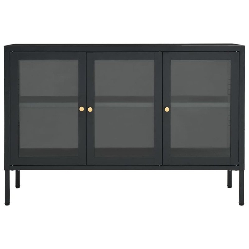 vidaXL Komoda antracitová 105x35x70 cm oceľ a sklo