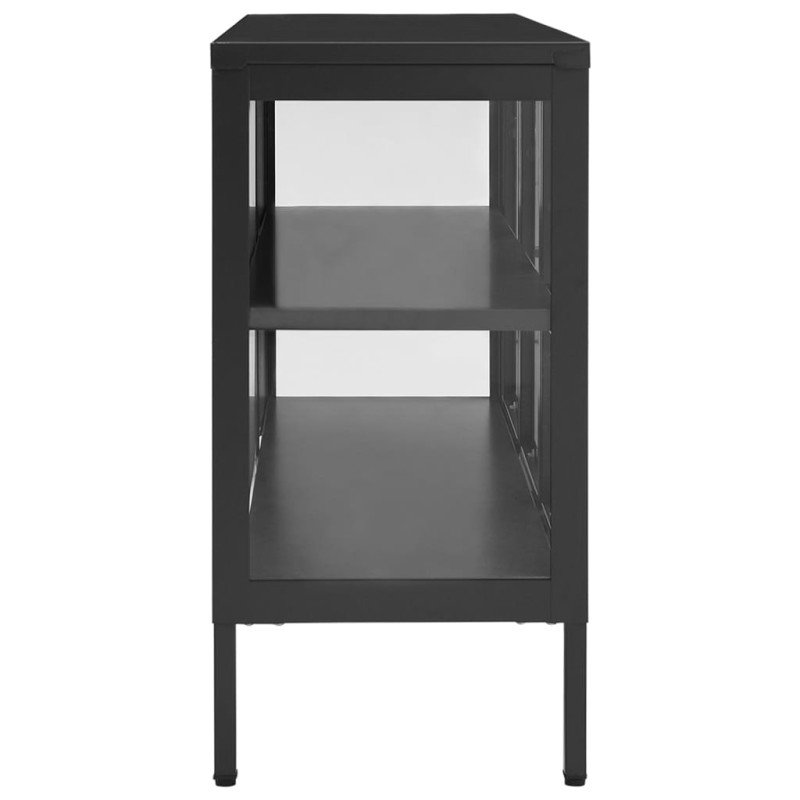 vidaXL Komoda antracitová 105x35x70 cm oceľ a sklo