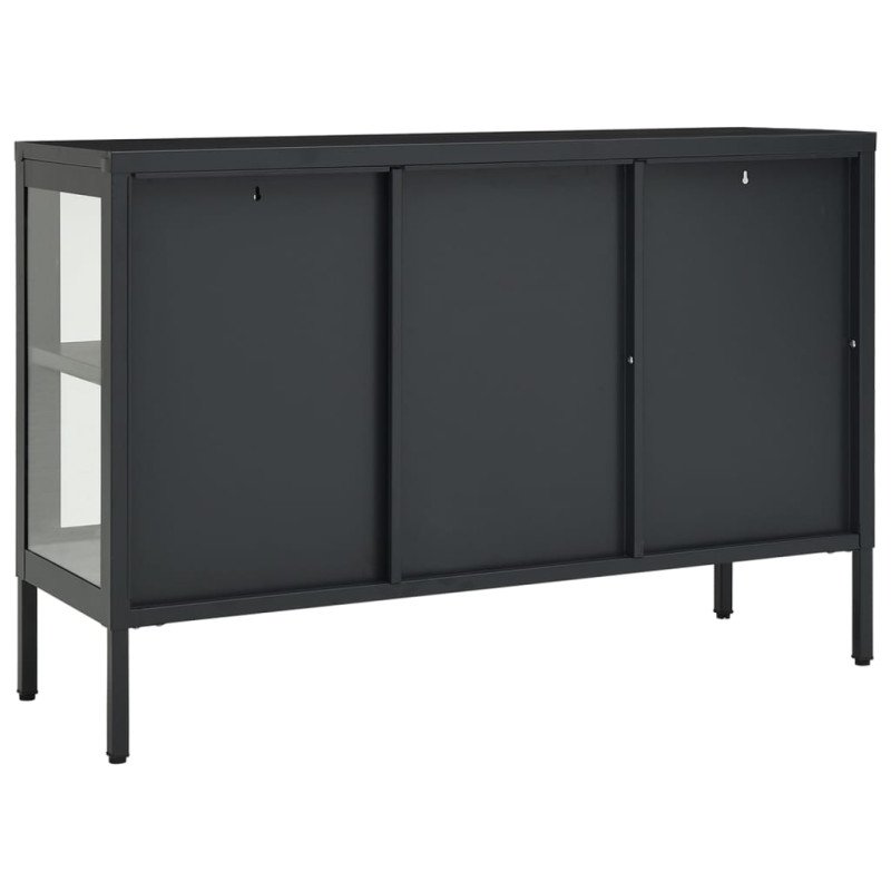 vidaXL Komoda antracitová 105x35x70 cm oceľ a sklo
