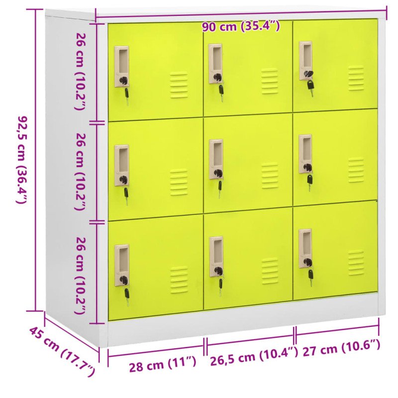 vidaXL Uzamykacia skriňa bledosivá a zelená 90x45x92,5 cm oceľová