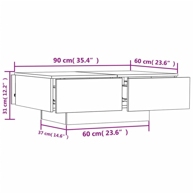 vidaXL Konferenčný stolík farba dubu sonoma 90x60x31cm drevotrieska