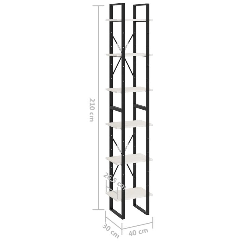 vidaXL Vysoký regál biely 40x30x210 cm masívna borovica 