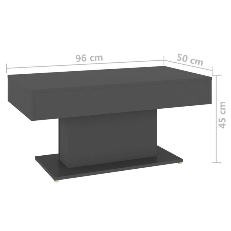 vidaXL Konferenčný stolík sivý 96x50x45 cm drevotrieska