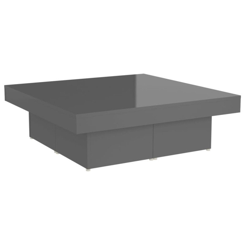 vidaXL Konferenčný stolík lesklý sivý 90x90x28 cm drevotrieska