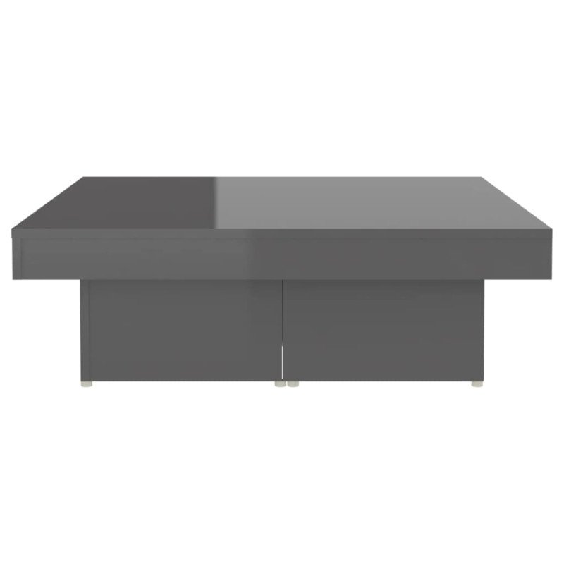 vidaXL Konferenčný stolík lesklý sivý 90x90x28 cm drevotrieska