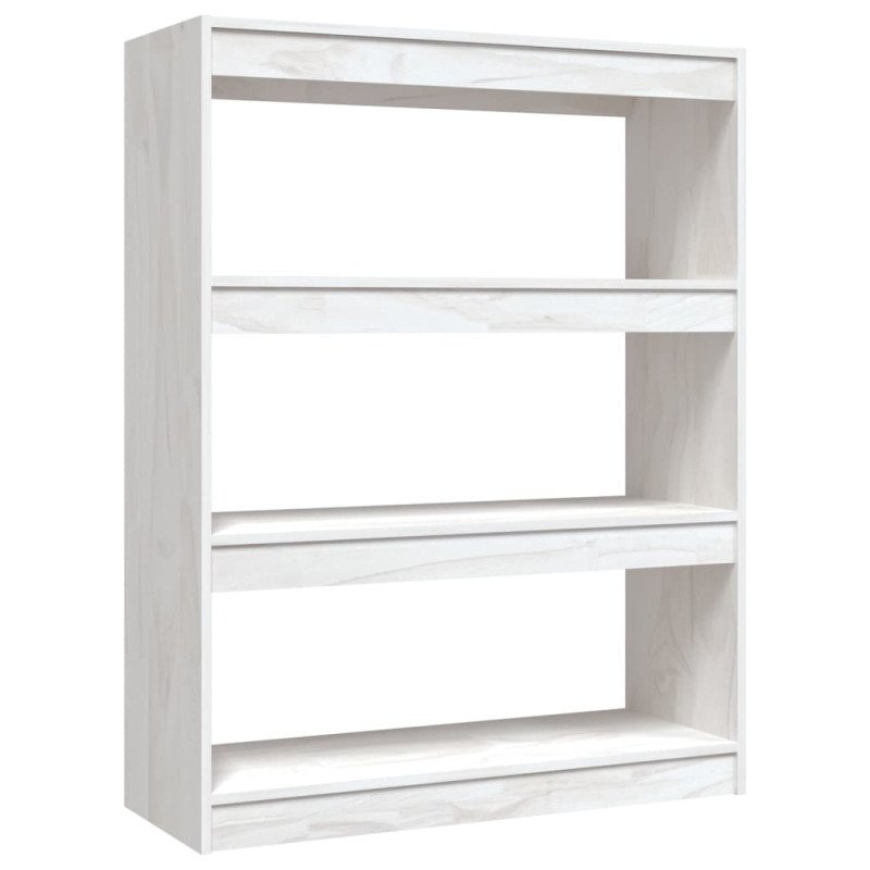 vidaXL Knižnica/deliaca stena biela 100x30x103 cm masívna borovica 
