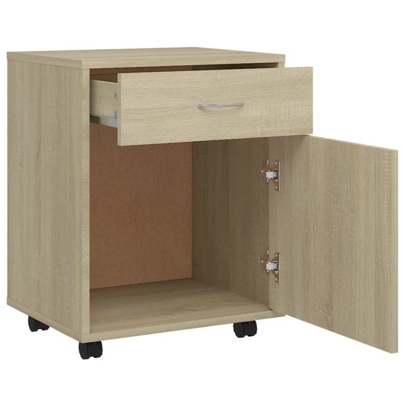 vidaXL Skrinka na kolieskach dub sonoma 45x38x54 cm drevotrieska 