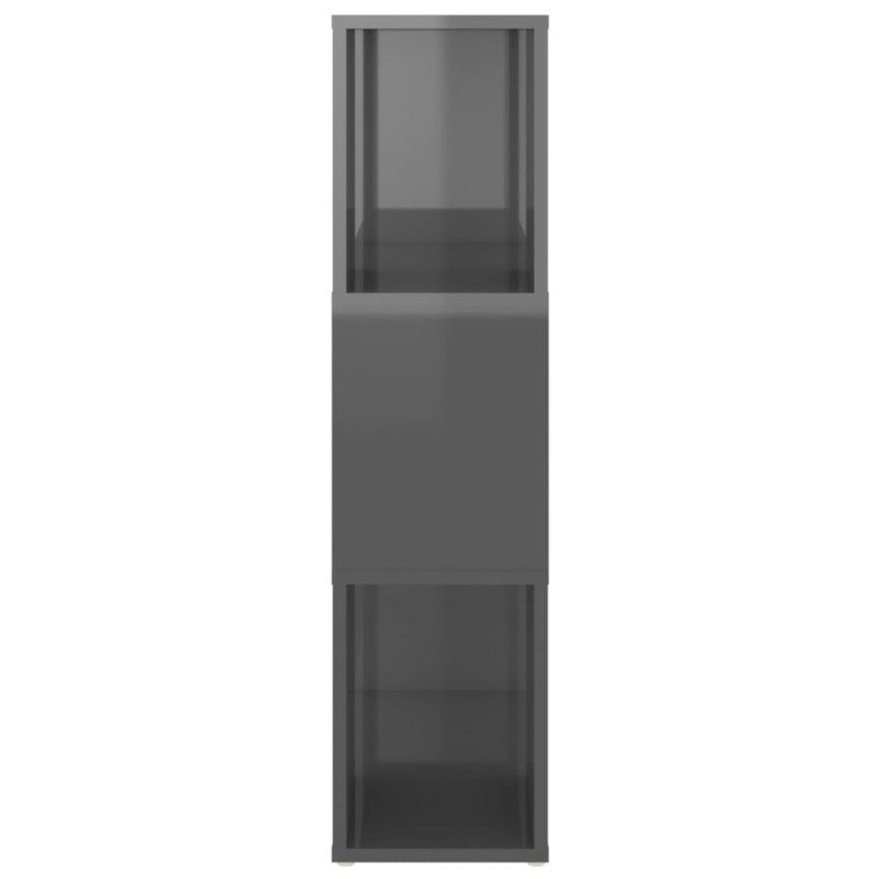 vidaXL Knižnica deliaca stena lesklá sivá 60x24x94 cm drevotrieska