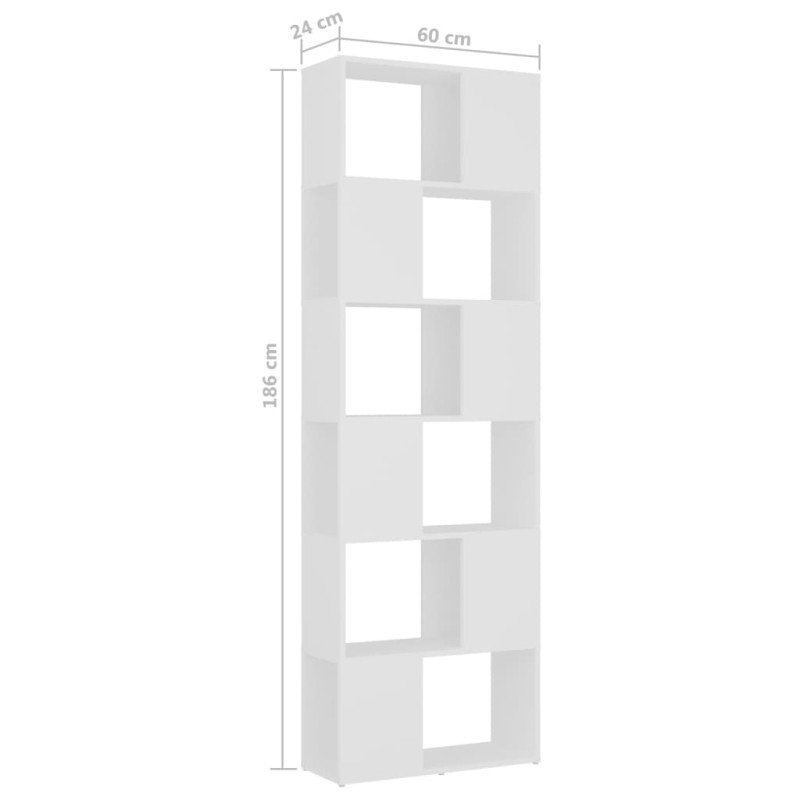vidaXL Knižnica deliaca stena biela 60x24x186 cm