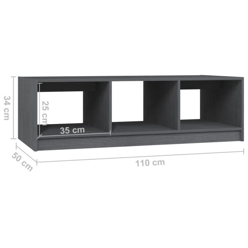 vidaXL Konferenčný stolík sivý 110x50x34 cm borovicový masív
