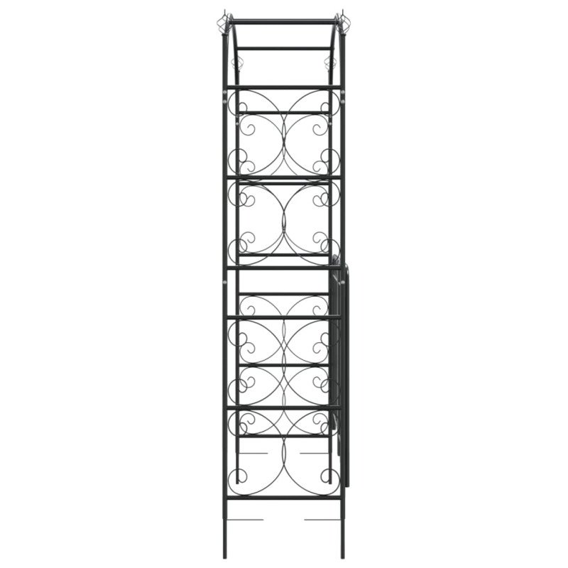 vidaXL Záhradný oblúk s bránou čierny 108x45x235 cm oceľ