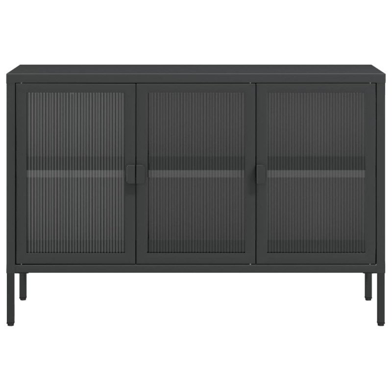 vidaXL Komoda čierna 105x35x70 cm sklo a oceľ