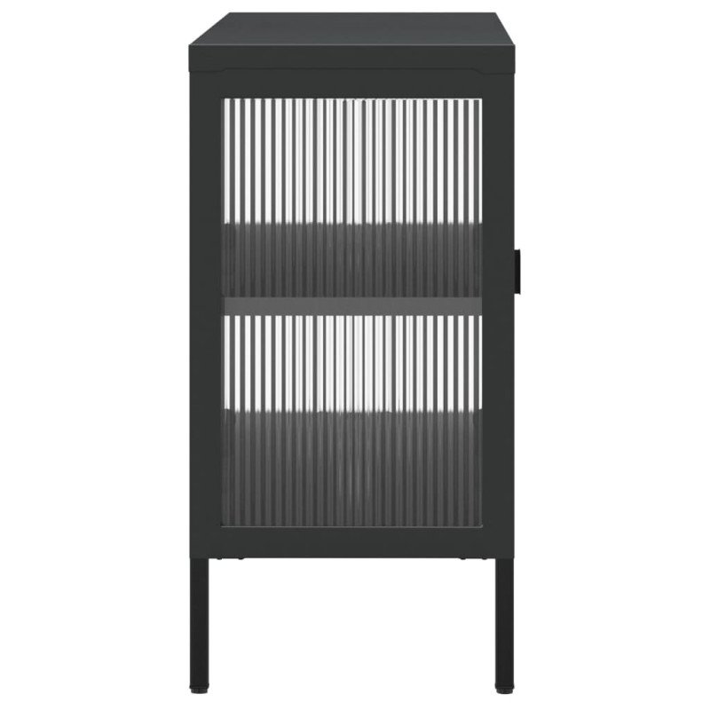 vidaXL Komoda čierna 105x35x70 cm sklo a oceľ