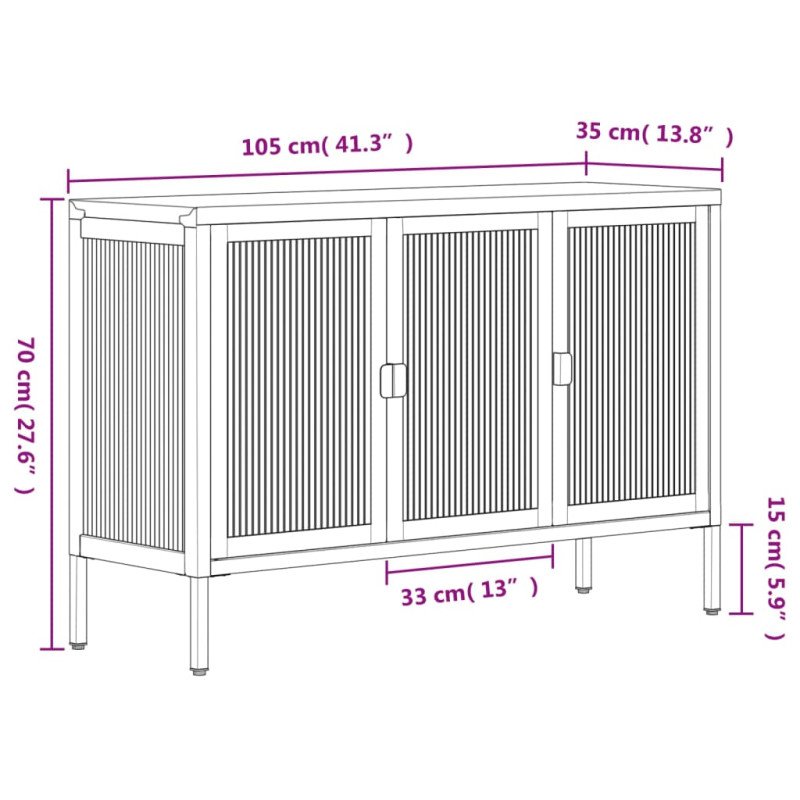 vidaXL Komoda čierna 105x35x70 cm sklo a oceľ