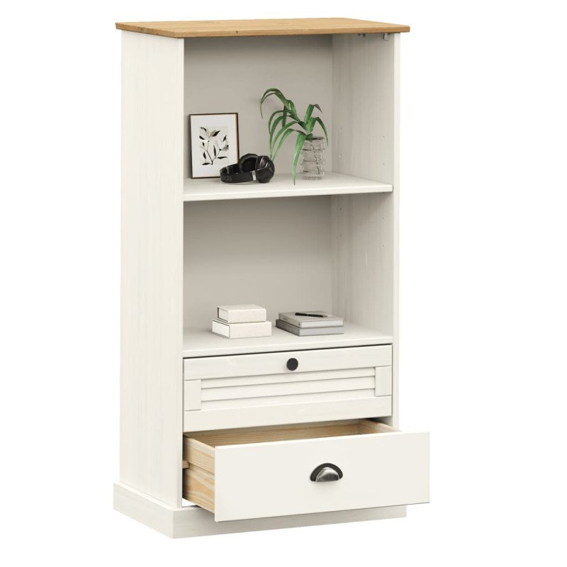 vidaXL Knižnica VIGO biela 60x35x114,5 cm masívna borovica