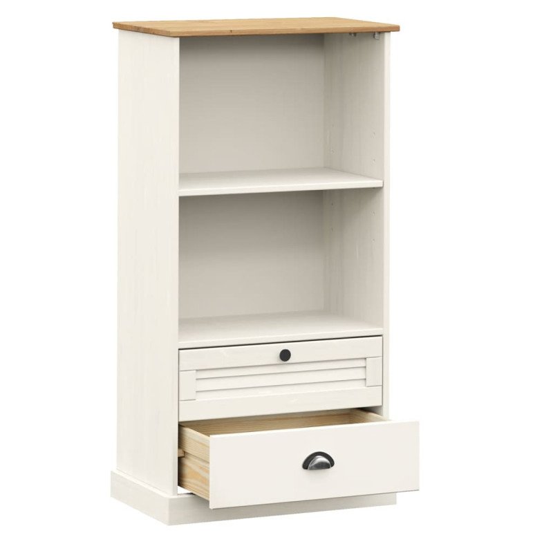 vidaXL Knižnica VIGO biela 60x35x114,5 cm masívna borovica