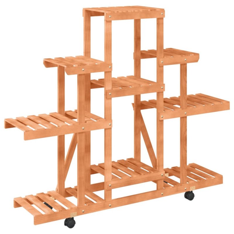 vidaXL Stojan na kvetiny s kolieskami 110x25x101 cm masívna jedľa