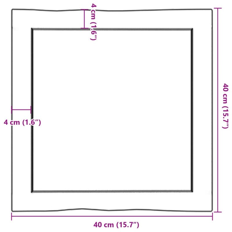 vidaXL Stolová doska 40x40x(2-4) cm neošetrený masív živé hrany