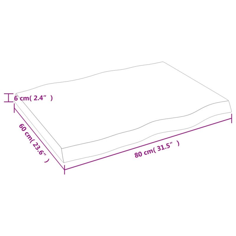 vidaXL Stolová doska 80x60x(2-6) cm neošetrený masív živé hrany