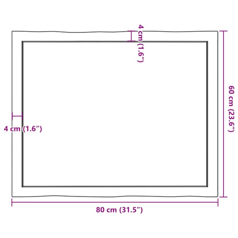 vidaXL Stolová doska 80x60x(2-6) cm neošetrený masív živé hrany