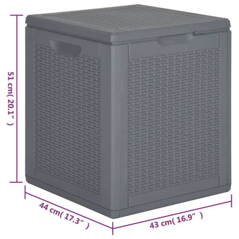 vidaXL Záhradný úložný box sivý PP ratan 90 l