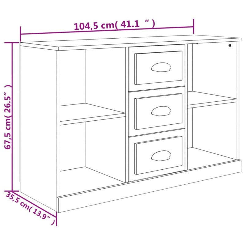 vidaXL Komoda hnedý dub 104,5x35,5x67,5 cm kompozitné drevo