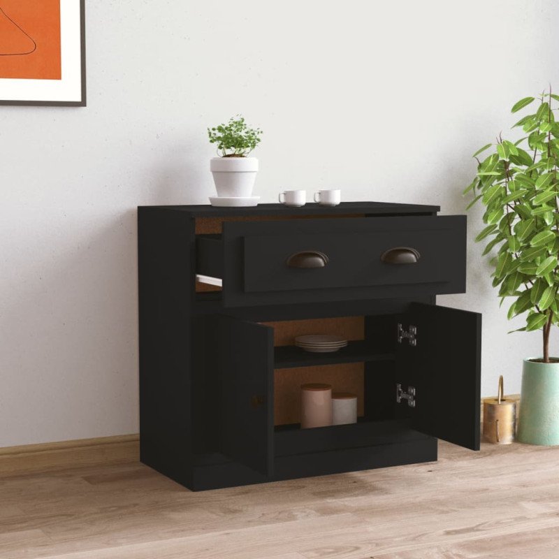 vidaXL Komoda čierna 70x35,5x67,5 cm spracované drevo