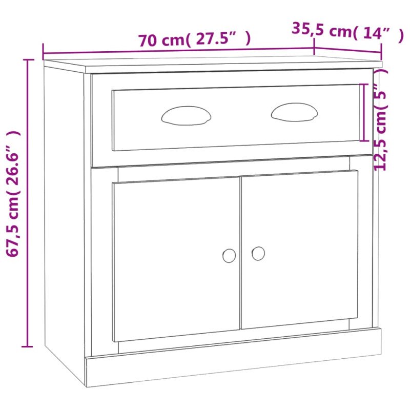 vidaXL Komoda čierna 70x35,5x67,5 cm spracované drevo