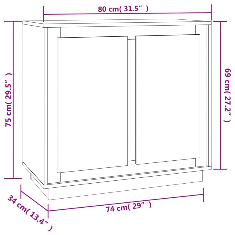 vidaXL Komoda čierna 80x34x75 cm kompozitné drevo